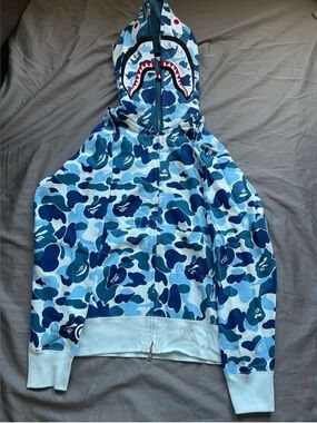 BAPE blue camo shark hoodie MENS Size S , #camouflage #shark